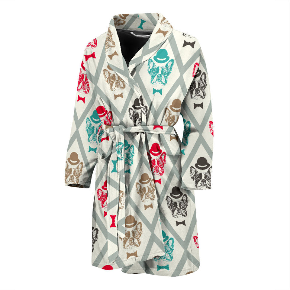 French Bulldog Tuxedo Pattern Men Bathrobe