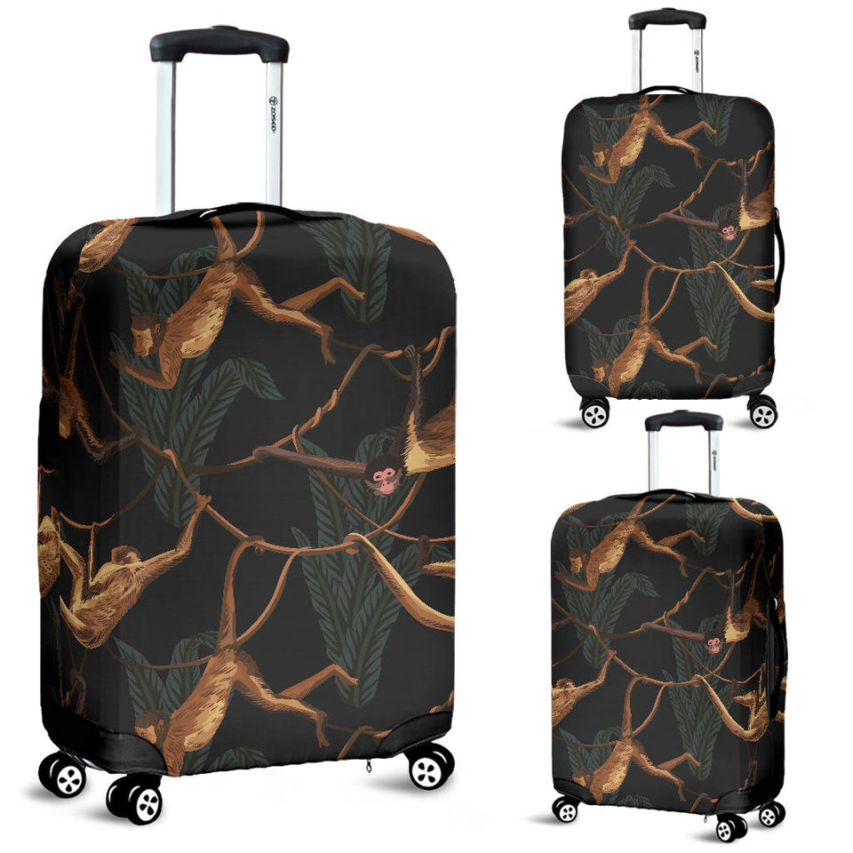 Monkey Pattern Black Background Luggage Covers