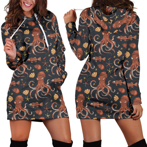 Octopus Pattern Women Hoodie Dress