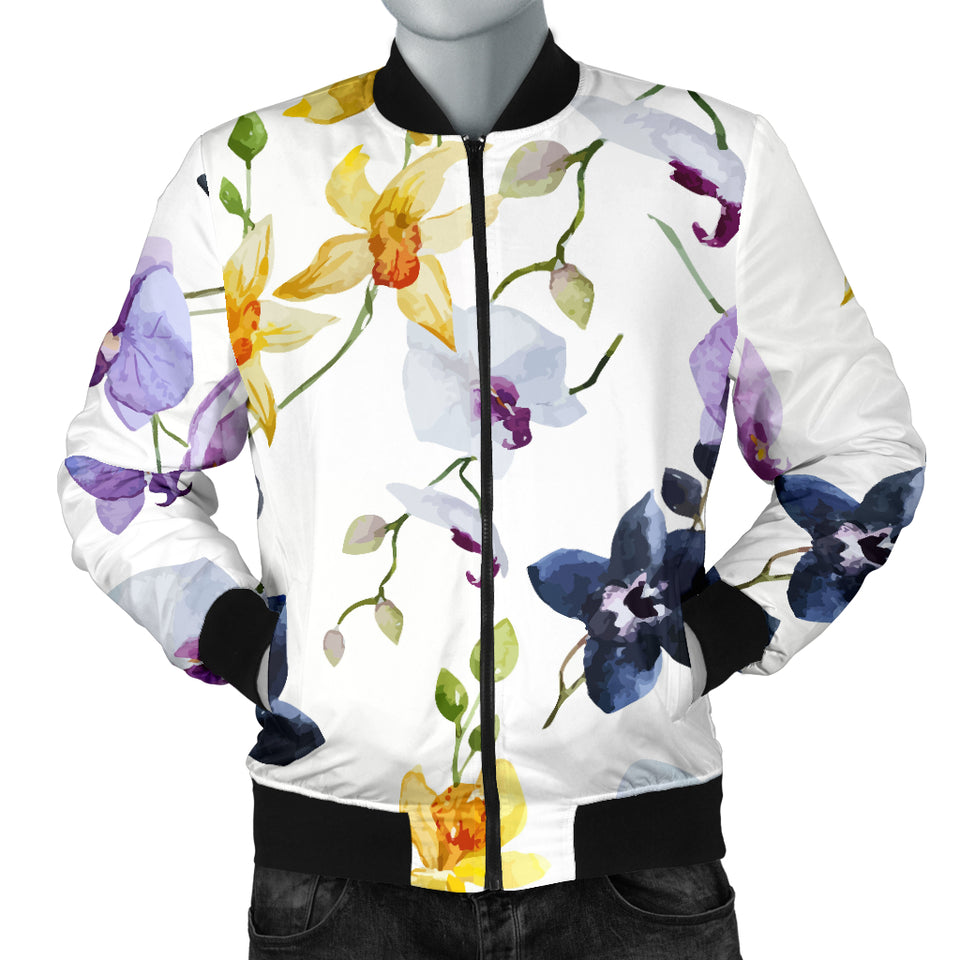 Orchid Pattern Background Men Bomber Jacket