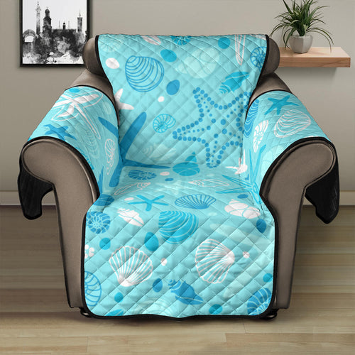 Starfish Shell Blue Theme Pattern Recliner Cover Protector