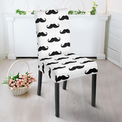 Mustache Beard Pattern Print Design 05 Dining Chair Slipcover