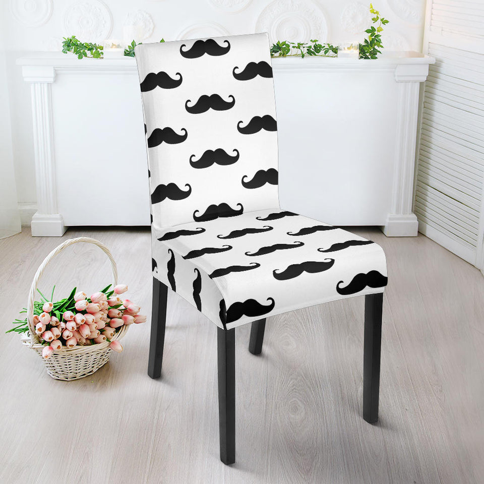 Mustache Beard Pattern Print Design 05 Dining Chair Slipcover