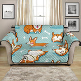 Cute Corgi Pattern Loveseat Couch Cover Protector