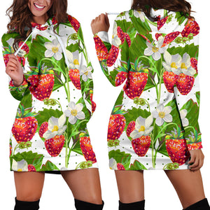 Strawberry Pattern Women Hoodie Dress