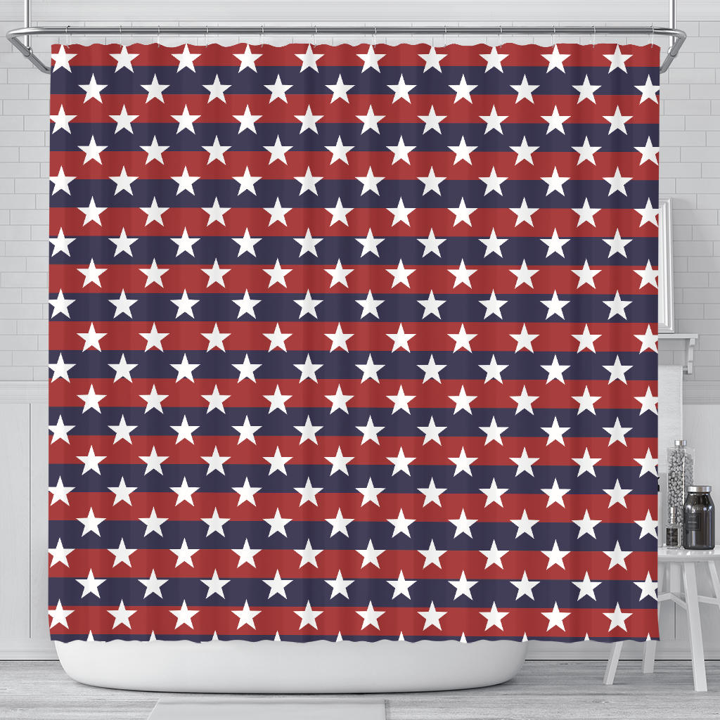 USA Star Pattern Background Shower Curtain Fulfilled In US