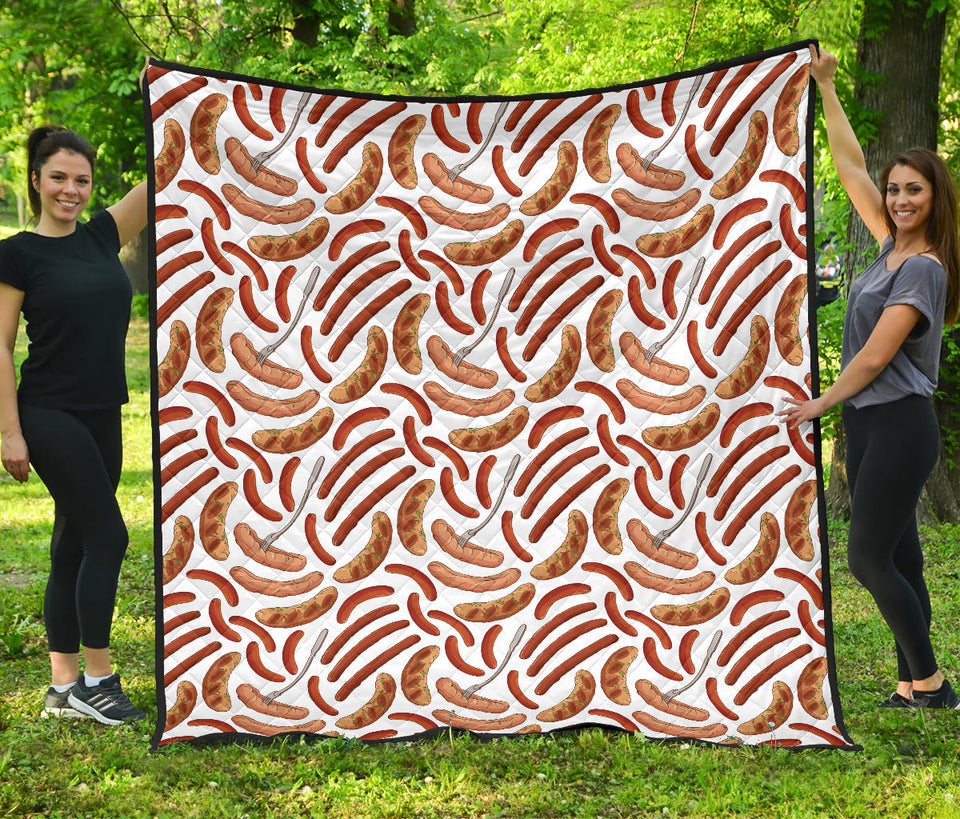 Sausage Pattern Print Design 05 Premium Quilt