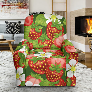Strawberry Leaves Flower Pattern Recliner Chair Slipcover