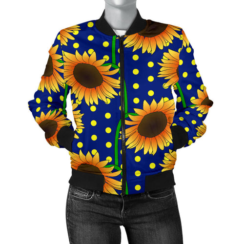 Sunflower Pokka Dot Pattern Women Bomber Jacket