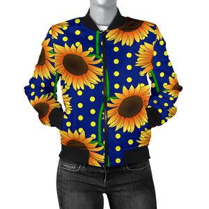 Sunflower Pokka Dot Pattern Women Bomber Jacket