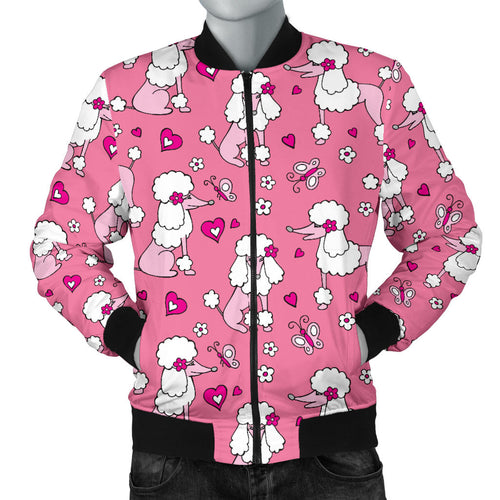 Poodle Pink Heart Pattern Men Bomber Jacket