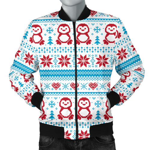 Penguin Sweater Printed Pattern Men Bomber Jacket