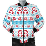 Penguin Sweater Printed Pattern Men Bomber Jacket