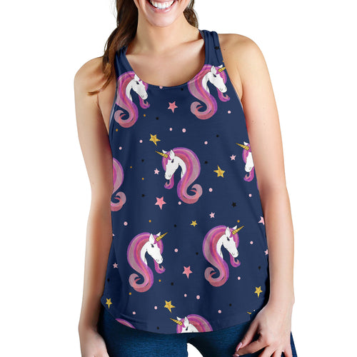 Unicorn Head Pattern Women Racerback Tank Top