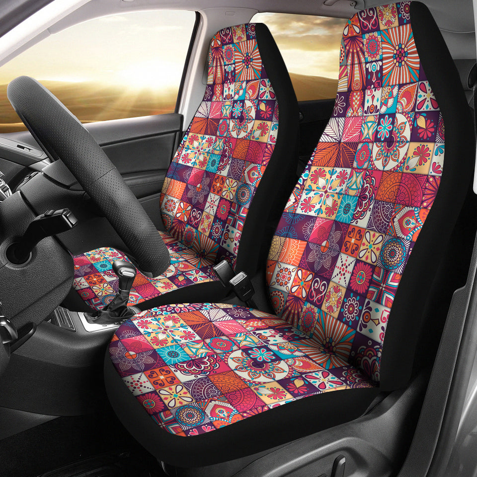 Vintage Decorative Elements Arabic Morocco Pattern Universal Fit Car Seat Covers