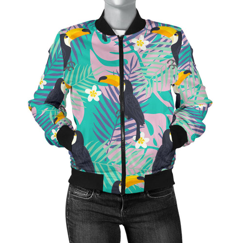 Toucan Pattern Background Women Bomber Jacket