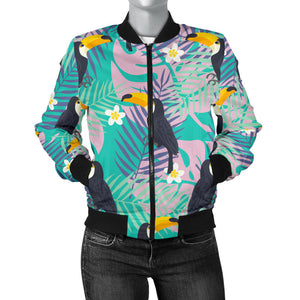 Toucan Pattern Background Women Bomber Jacket