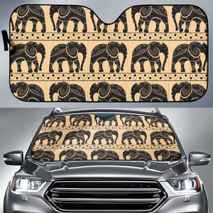 Elephant Pattern Ethnic Motifs Car Sun Shade
