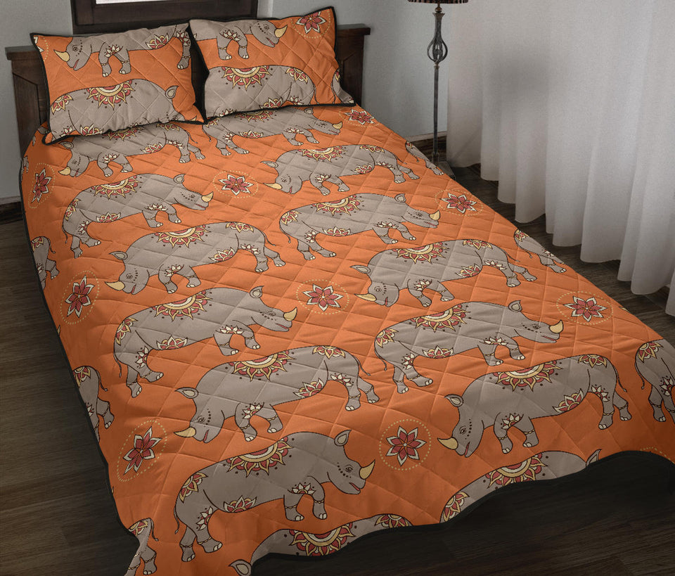 Rhino Pattern Theme Quilt Bed Set