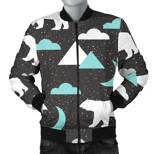 Polar Bear Moon Pattern Men Bomber Jacket