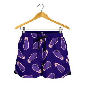 Eggplant Pattern Print Design 02 Women Shorts