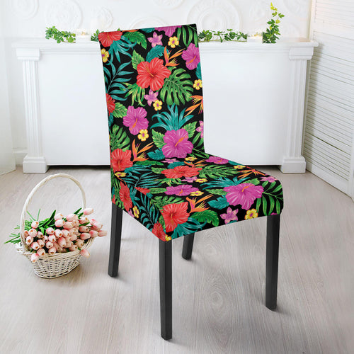 Hibiscus Pattern Print Design 01 Dining Chair Slipcover