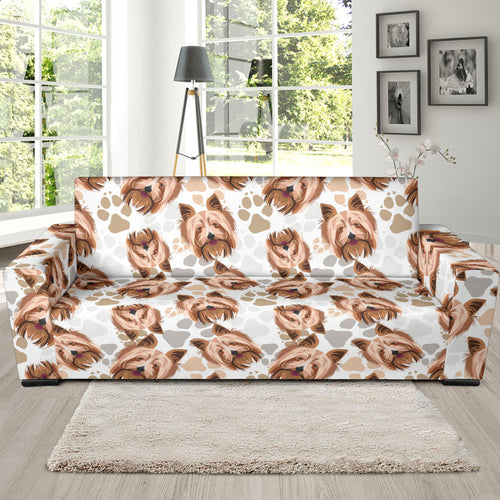 Yorkshire Terrier Pattern Print Design 04  Sofa Slipcover