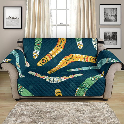 Boomerang Aboriginal Pattern Dark Background Loveseat Couch Cover Protector
