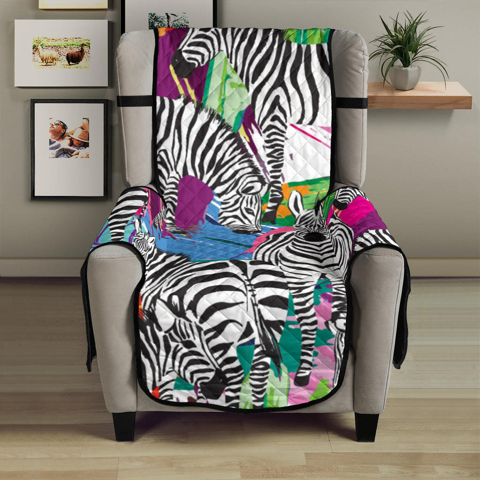 Zebra Colorful Pattern Chair Cover Protector