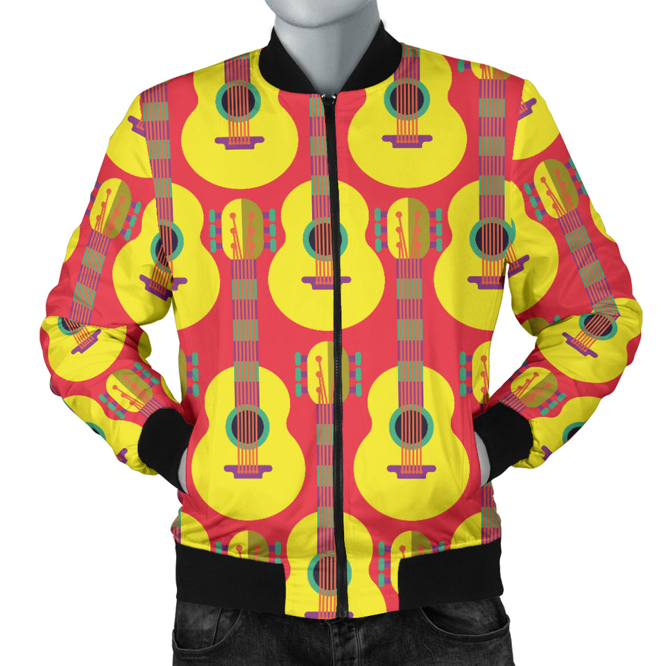 Classic Guitar Theme Pattern Men Bomber Jacket