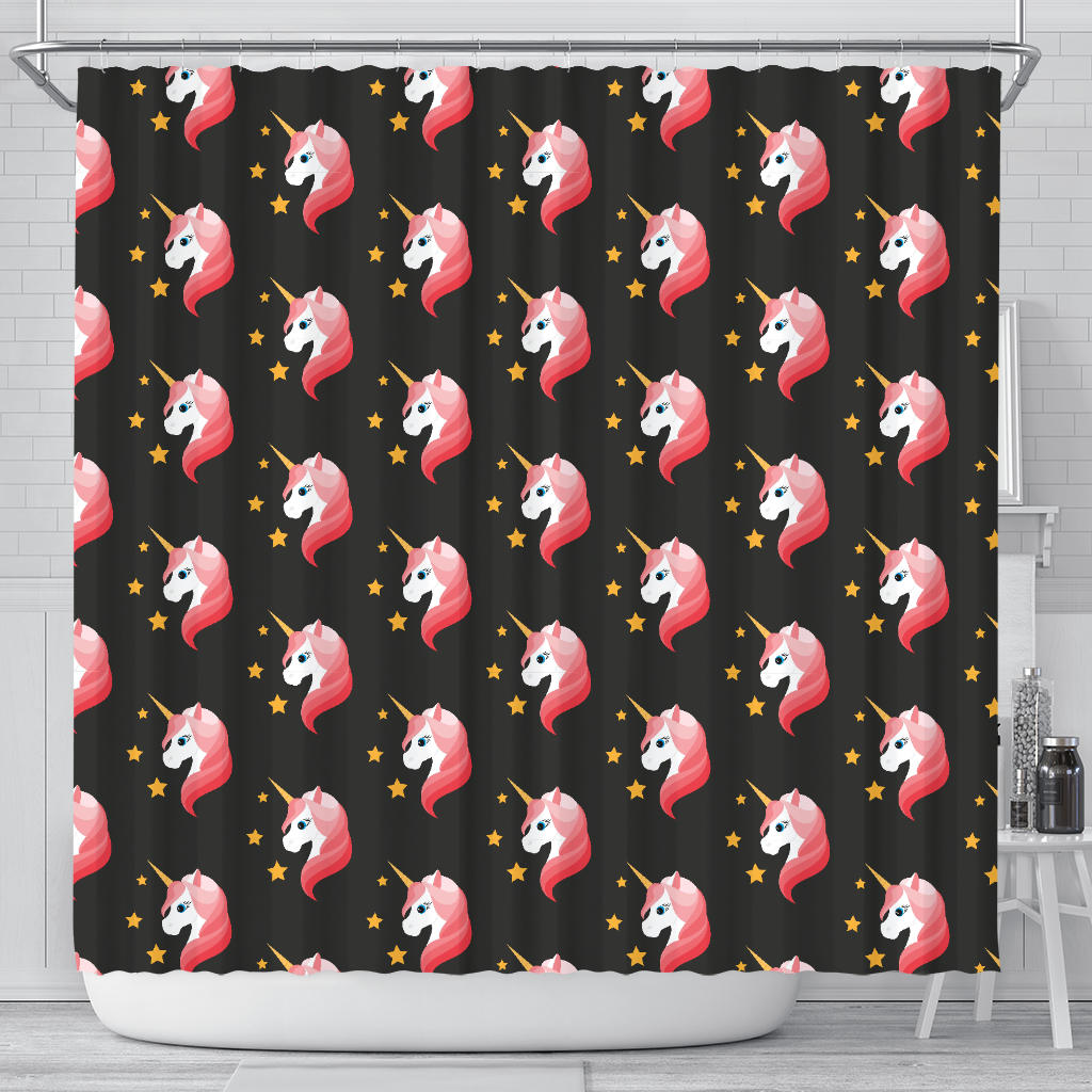 Unicorn Star Pattern Shower Curtain Fulfilled In US