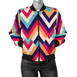 Zigzag Chevron Pattern Background Women Bomber Jacket