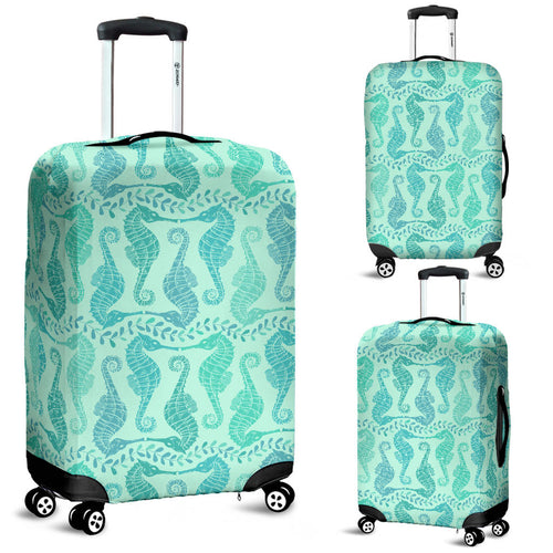 Seahorse Green Pattern Luggage Covers