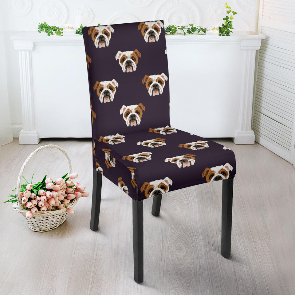English Bulldog Pattern Print Design 03 Dining Chair Slipcover