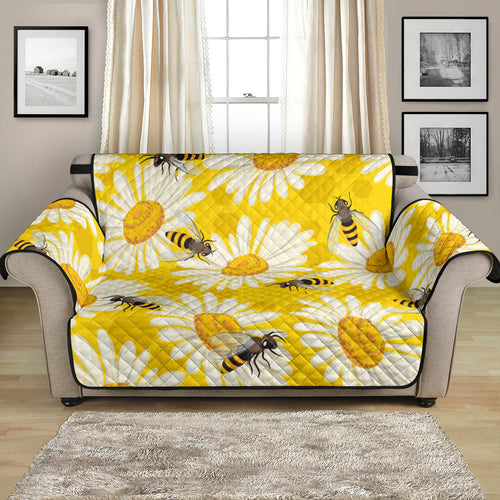 Bee Daisy Pattern Loveseat Couch Cover Protector