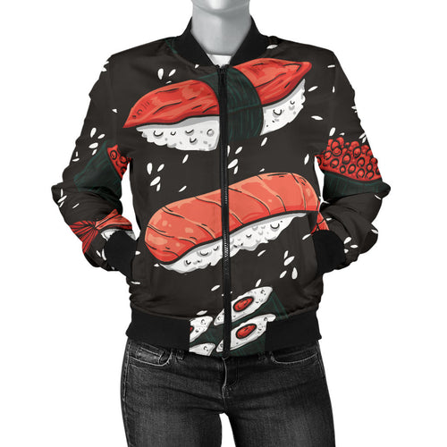 Sushi Theme Pattern Women Bomber Jacket