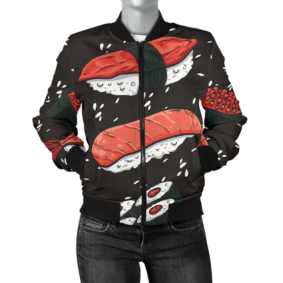 Sushi Theme Pattern Women Bomber Jacket