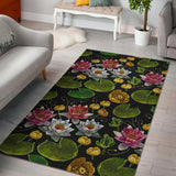 Lotus Waterlily Flower Pattern Background Area Rug