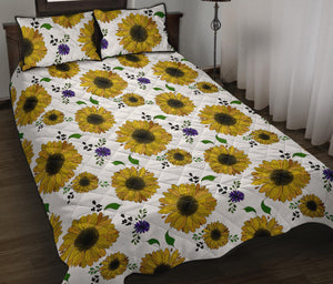 Sunflower Pattern Background Quilt Bed Set