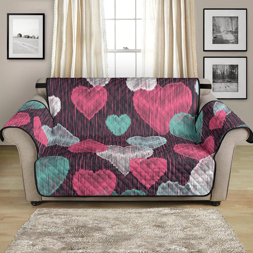 Decorative Heart Pattern Loveseat Couch Cover Protector