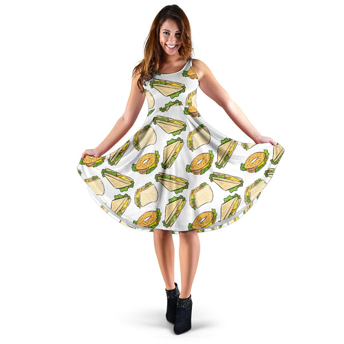 Sandwich Pattern Print Design 05 Sleeveless Midi Dress
