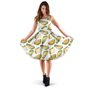 Sandwich Pattern Print Design 05 Sleeveless Midi Dress