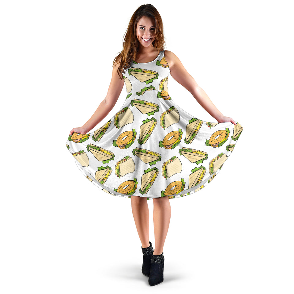 Sandwich Pattern Print Design 05 Sleeveless Midi Dress