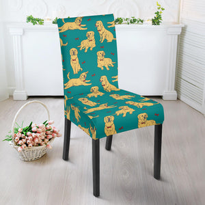 Golden Retriever Pattern Print Design 05 Dining Chair Slipcover