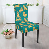 Golden Retriever Pattern Print Design 05 Dining Chair Slipcover