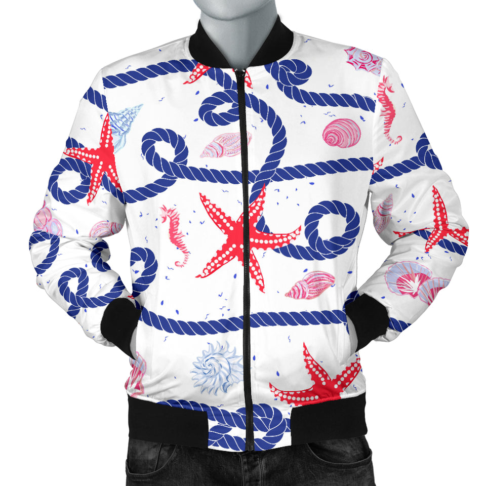 Starfish Shell Rope Pattern Men Bomber Jacket