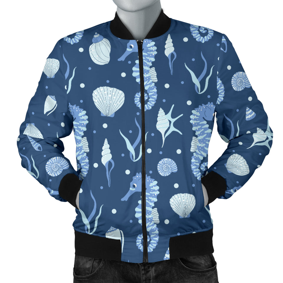 Seahorse Shell Pattern Men Bomber Jacket