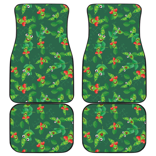 Green Peas Pattern Print Design 05 Front and Back Car Mats