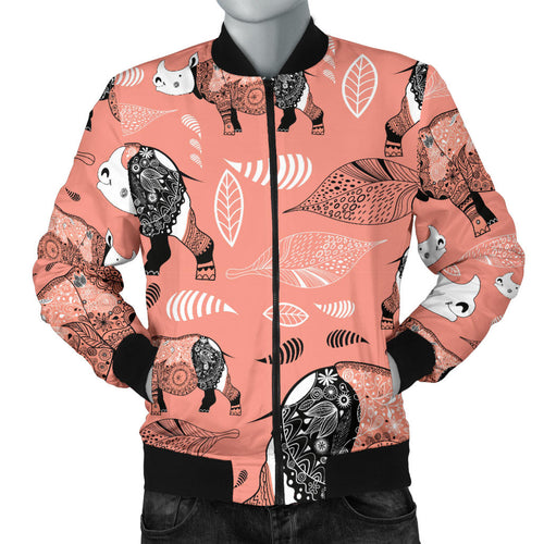 Rhino Tribal Pattern Men Bomber Jacket