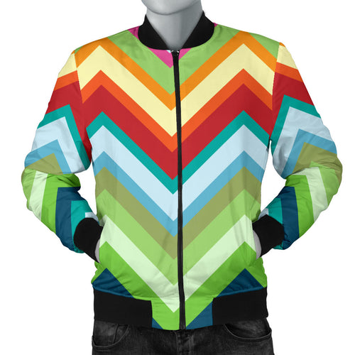 Rainbow Zigzag Chavron Pattern Men Bomber Jacket